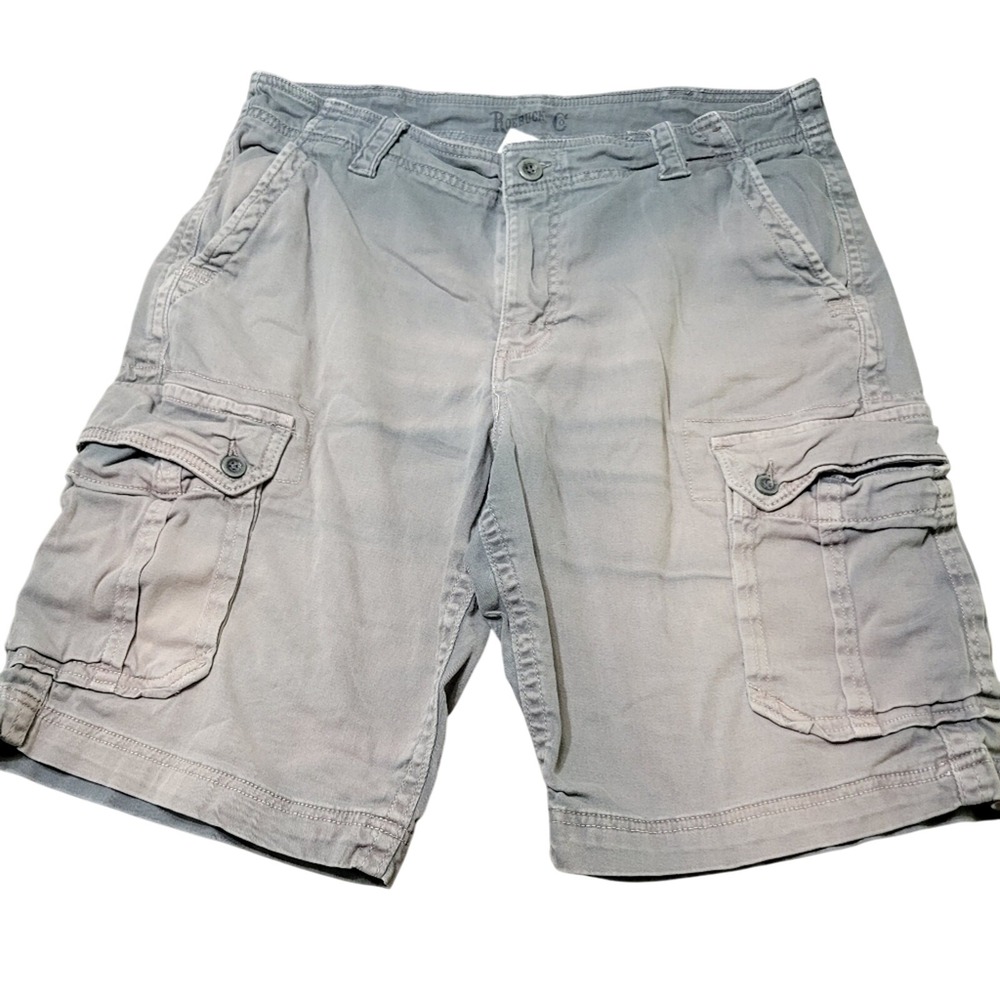 Roebuck& co. Cargo Shorts Mens Size 36 Blue Naturally Worn Sun Washed Vtg Pants